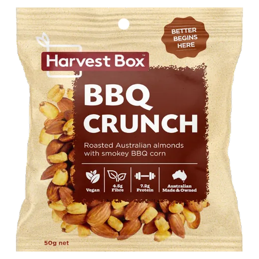 Harvest Box BBQ Crunch Nut snack pack vending machine product