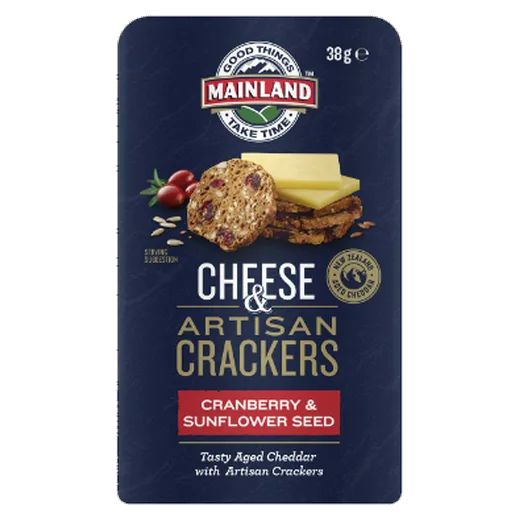 Mainland Cheese & Artisan Crackers Cranberry & Sunflower Cheese & crackers vending machine product
