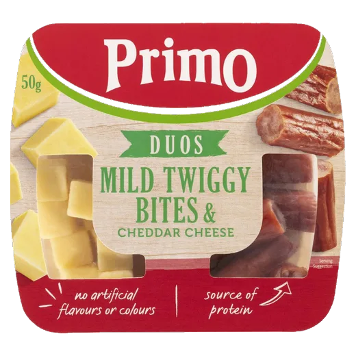 Primo Duos Mild Twiggy Bites & Cheddar Protein snack pack vending machine product