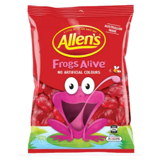 Allen's Frogs Alive Lollies vending machine product