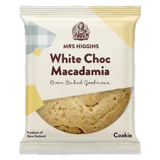 Mrs Higgins White Choc Macadamia Cookie Oven baked cookie vending machine product