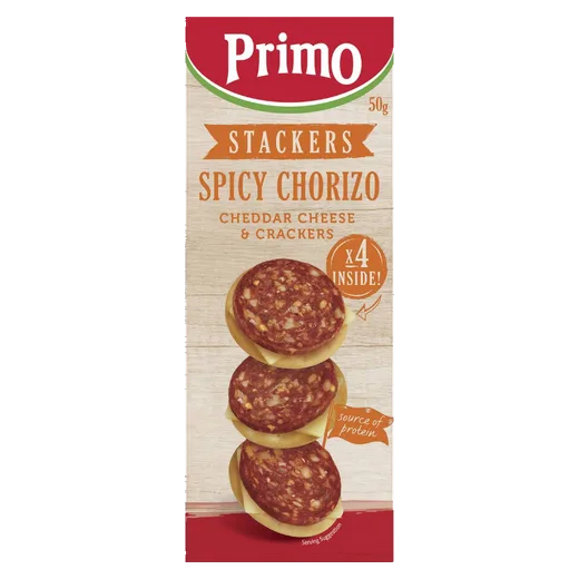 Primo Stackers Spicy Chorizo Cheese & crackers vending machine product